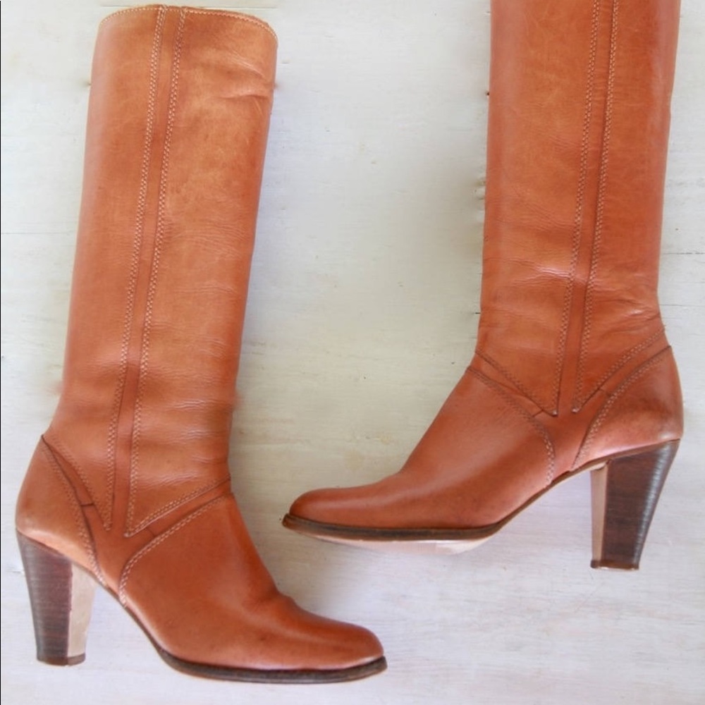 Vintage knee high brown leather boots